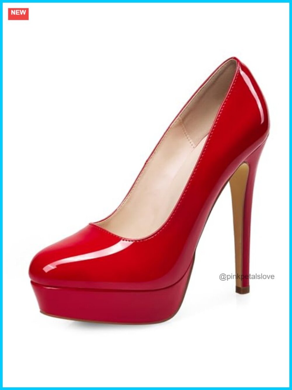 Platform Stilettos Heeled Pumps Round Toe Patent leather 5.5 Inch High Heels